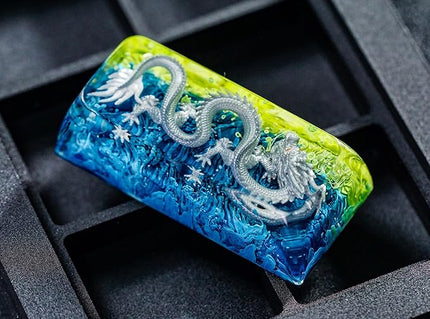 Fantasy Dragon Artisan Keycap R1 SA Profile Custom Fantasy Dragon Keycaps 2U Backspace Handmade Gaming Resin Key Cap Cherry MX Switch Compatible Mechanical Keyboard Dragon Lover Gift