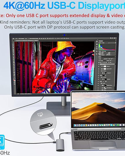 10Gbps USB C Hub with 4K@60Hz Video Display, 8 in 1 USB C Splitter with 3x10Gbps Type-C, 100W PD-in Charging, 3x5Gbps USB A, Dongle Multiport Adapter for MacBook Pro, iPad, Dell, HP, and More