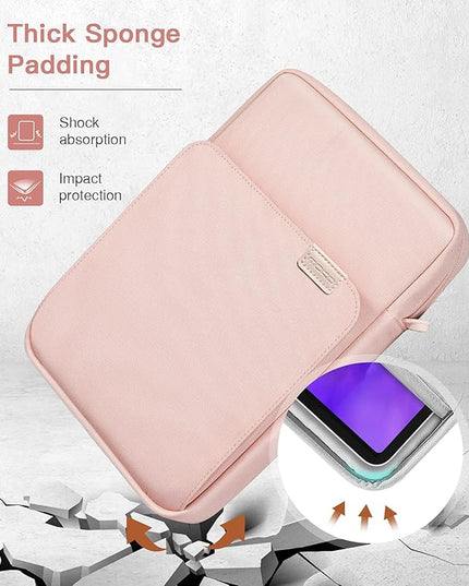 MoKo 9-11 Inch Tablet Sleeve Bag Handle Carrying Case with Shoulder Strap Fits New 11-inch iPad Pro M4/iPad Air M2, iPad 10th 10.9, iPad 9/8/7th 10.2, iPad Air 5/4th 10.9, Tab S8/S9 11, Pink