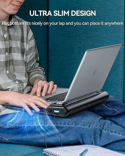 TECKNET Laptop Cooling Pad - 12"-15.6" Laptop Cooler, Powerful Cooler and Ultra Quiet for Gaming Laptops Pad, 2 Wind Speed Adjustable, USB A & C Powered Cooler Stand with Laptops Fan LED (Blue)
