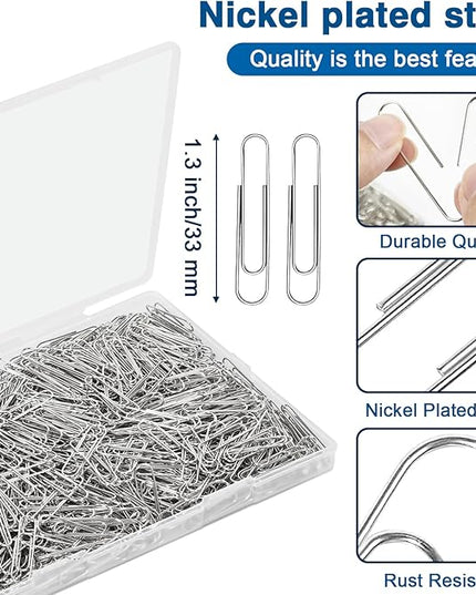 900 Pcs Medium Paper Clips,Paperclips Medium Size (1.3 inch),Smooth Paper Clip for Paperwork,School and Office Supplies.