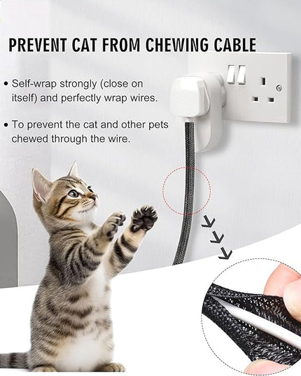 10ft - 3/4 inch Cable Protector Sleeve Split Wire Loom Tubing for Power, Audio, USB, Cord Management for TV, Computer, Protection from Pets Chewing, Black