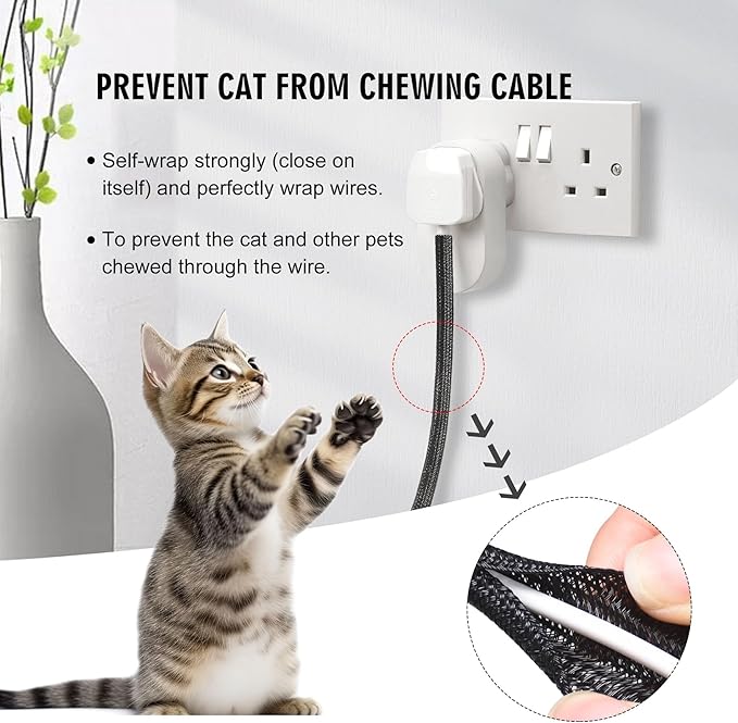 25ft - 3/4 inch Cord Protector Cable Sleeve Split Wire Loom Tubing for Power Cord Audio USB Cable, Wire Cover Cable Management Sleeve for TV Computer, Cord Protectors from Pets Chewing, Black