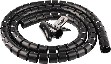 Cable Sleeve Organizer Cord Wire Wrap Coiled Tube Cable Management Sleeve for Home Office PC TV (Black Length59inches Diameter1.1inches)