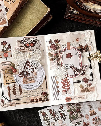 Ptyism 426 Pcs/24 Sheets Stickers for Scrapbooking,Sticker for Journaling Scrapbooking Stickers for Scrapbooking Art Journal Bullet Journal Accessories
