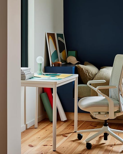 Branch Daily Desk - Functional at Home Office Desk with Effortless Assembly, Timeless Design, Rounded Corners, and Built-in Cable Notch - 48” W x 28.5” H x 24” D - White Work Table