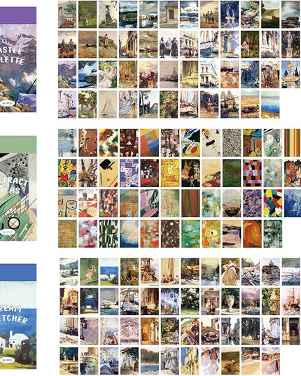 9 Sets 450 Sheets Washi Stickers for Journaling, Art Painting Drawing Themed Stickers Vintage Aesthetic Scrapbook Sticker Set for Bullet Journal Art Diary Card Craft Gifts Planner Notebook