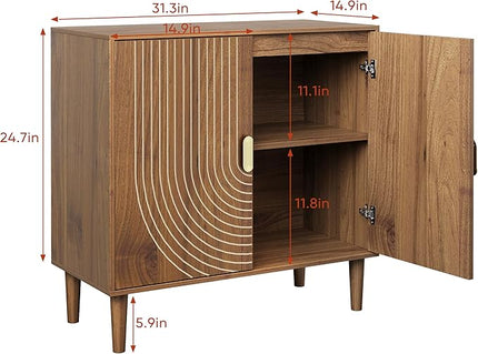 Elegant Line Groove Design Cabinet - Adjustable Shelf Storage, Multi-Use Coffee Bar, TV Console, Kitchen Organizer, Bookshelf - Waterproof MDF - Easy Assembly for Living Room, Dining, Foyer