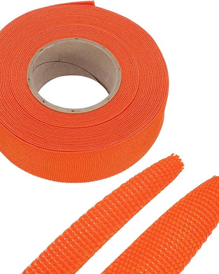 MECCANIXITY Braided Cable Sleeves Heat Shrinkable Fabric Sleeving, 1" 33ft Orange 2:1 Ratio Heat Shrinkable Cord Protector for Harness Cable, Network Cable Protection, Cable Management