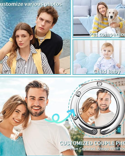 elesories Custom Purse Hook for Table with Personalized Photo, Foldable Purse Hanger & Table Bag Holder for Travel, Portable Purse Hook for Desk, Custom Purse Hangers for Women