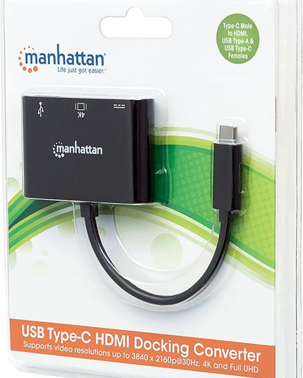 Manhattan Ultra High Speed USB 3.1 Type-C-HDMI/USB Type-A/USB Type-C Docking Multiport Converter/Connector