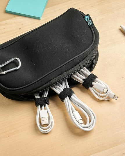 Self-Gripping Cable Ties by Wrap-It Storage, Black, 40 Pack (5 Inch and 8 Inch Straps) – Reusable Hook and Loop Cord Organizer Cable Ties for Cord Management and Desk or Office Organization