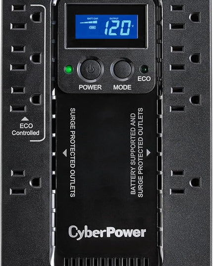 CyberPower EC650LCD Ecologic Battery Backup & Surge Protector UPS System, 650VA/390W, 8 Outlets, ECO Mode, Compact Uninterruptible Power Supply