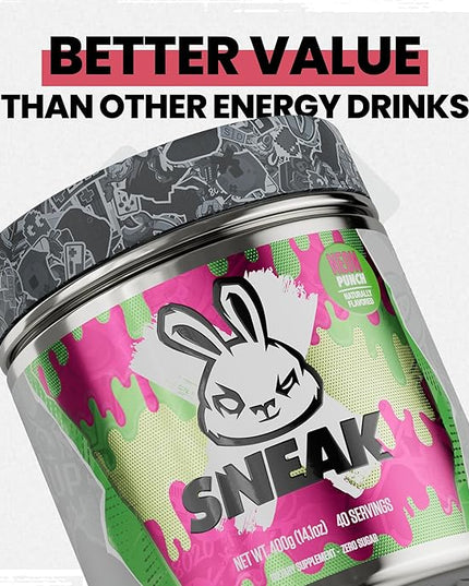 SNEAK Energy Drink Powder | Neon Punch | No Sugar. No Nasties. Just Natural Caffeine, Focus-Boosting Nootropics | 40 Servings