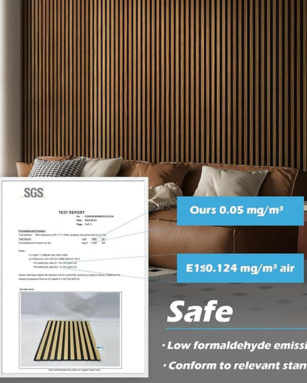 Art3d 2-Pack 108" x 12" Acoustic Wood Panels for Wall, Soundproof Wood Slat Panel for Wall and Ceiling, 3D Fluted Sound Absorbing Paneling for Interior Wall Decor, Living Room, Bedroom - Teak