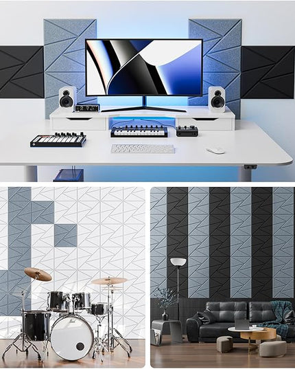 22 Pack Acoustic Panels with Self-Adhesive, 12"X 12"X 0.4"Sound Proof Foam Panels, Sound Panels High Density, Soundproof Wall Panels for Home Studio Office Smoke Gray
