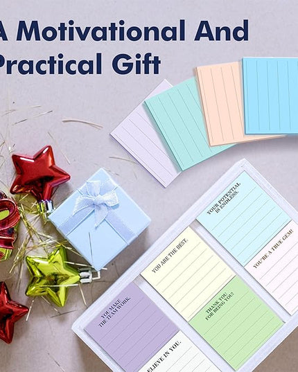 18 PCS Inspirational Sticky Notes with Lines, Adhesive Note Pads Motivational Fun Notepads, Employee Appreciation Gifts Bulk for Teacher, Nurse, Coworkers, Office, Work & Study Supplies (3” x 3“)
