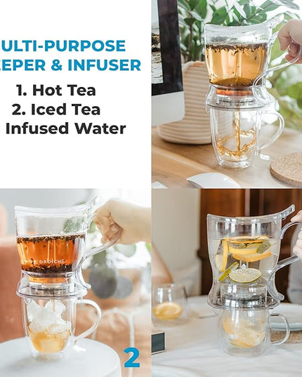 GROSCHE Aberdeen Tea Infuser Teapot & Smart Tea Maker - BPA-Free, Drip-Free Design | Coaster | Easy Brew | Easy Clean Steeper (17.7 oz - 525 ml)