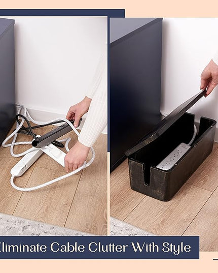 Large Cable Management Box - Cable Organizer Box and Power Strip Box for Electrical Cord Management - Hide Desk Cord and Floor Cables - Wire Storage and Organization for Cords