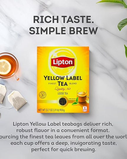 Lipton Yellow Label International Blend | Loose Tea | Premium Quality | Compatible for Milk Chai | Bold & Rich Flavor | Bulk Tea | 900 Grams (Pack of 4)
