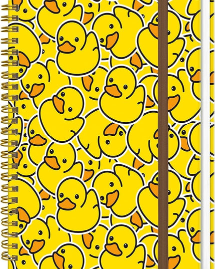 Spiral Journal Notebook, A5 Cute Notebooks for Women Men, College Ruled Hardcover Notebook for Work & Note Taking, 60 Pages Double-Wire Journals for Writing, Cute Yellow Ducks