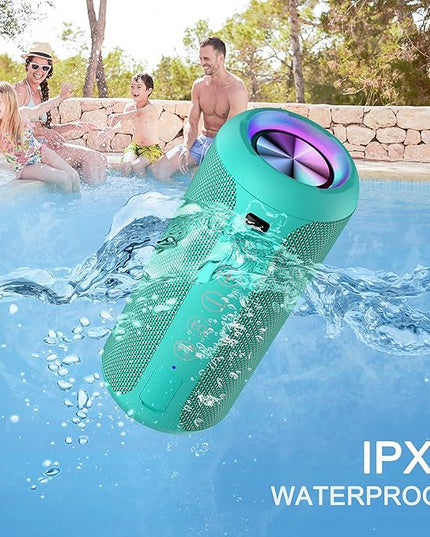 Ortizan Portable Bluetooth Speakers, IPX7 Waterproof Wireless Speaker with 24W Loud Stereo Sound, Outdoor Speaker with Bluetooth 5.3, Deep Bass, RGB Lights, Dual Pairing, 30H Playtime for Home, Party