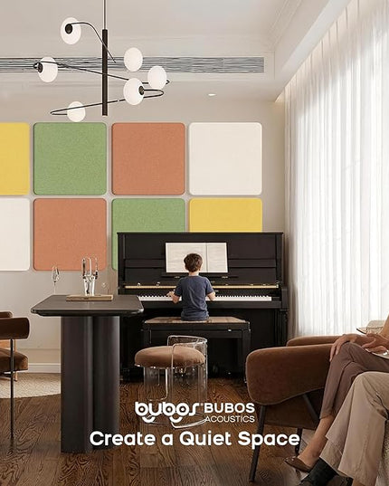 BUBOS 4 PCS Acoustic Panels 23.6''x23.6'', Sound Absorbing Panels for Wall, Decorative Fabric Soundproof Panels, Sound Deadening Panel for Studio, Office & Home Theater,Ember