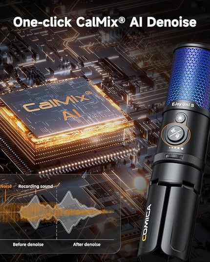COMICA EJoy UNI S Gaming USB Microphone for PC, RGB Condenser Mic with Noise Reduction, Tripod Stand, Streaming Microphone for Gaming, Streaming, Podcasting, Recording, Laptop, PS4, PS5 (Black
