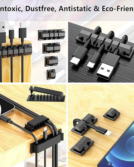 ELII 327 PCS Cable Management Kit 4 Cable Cable Sleeves,65 Cable Clips with 13Cord Holders,25 Roll Cable Organizer Straps,200 Fastening Cable Ties,20 Cable Zip Tie Mounts for Computer (Black)