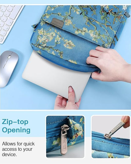 MoKo 15 Inch Laptop Sleeve Bag Fits MacBook Air 15" M2 2023, MacBook Pro 14" M2 2023, Galaxy Tab S9 Utra 14.6" 2023, Handle Carrying Case with Shoulder Strap, Apricot Flower