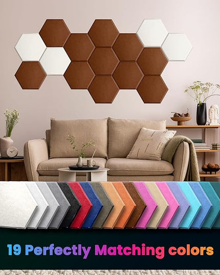 Acoustic Panels 12 Pack Soundproof Wall Panels, 14" X 12" X 0.4" Sound Proof Panles, High-Density Wall Decoration Sound Absorbing Panel, Hexagon Wall Panel for Home Office with Self-Adhesive-Coffee