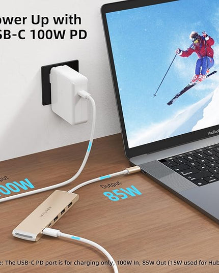 WALNEW 7 in 1 USB-C Hub with 4K HDMI,100W PD,5Gbps Data Port(1 Type-C & 2 USB 3.0),SD/TF Reader, Thunderbolt 4 Dock Multiport Adapter for MacBook Pro Air,Mac,iPad 10/Mini 6,Surface (Starlight)