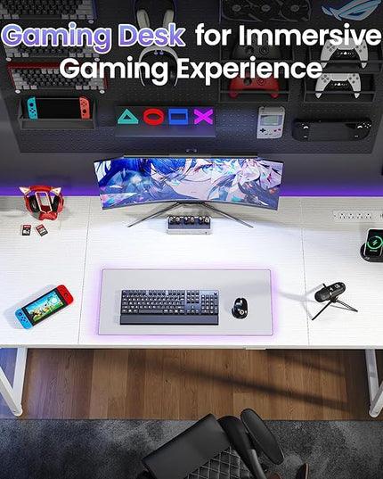PRAISUN 63 X 24 Inch Office Computer Desk with Power Outlets and USB-C Port, Larger and Longer Gaming Desk, for Home Office, Study, Writing Work from Home Table, Metal Frame, Rustic Brown