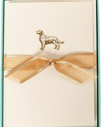 Graphique Golden Retriever Cards, Pack of 10 Cards with Envelopes, All Occasion Greetings, Blank Inside, Gold Foil Embossing, La Petite Press Collection Boxed Set, 3.25" x 4.75"