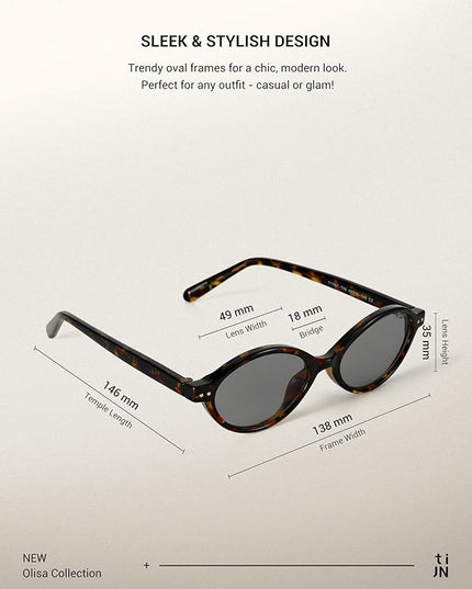 TIJN Olisa Blue Light Blocking Glasses for Women Men,Oval Glasses Frame Bluelight Glasses for Gaming/Computer/Screen