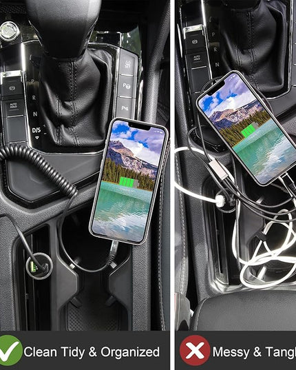KIYODA USB Type C to Lightning Cable 6FT 2Pack, Coiled iPhone Charger Fast Charging for CarPaly Short USBC iPhone Cord for iPhone14/13/12/11 Pro Max/iPad/CarPlay-Black