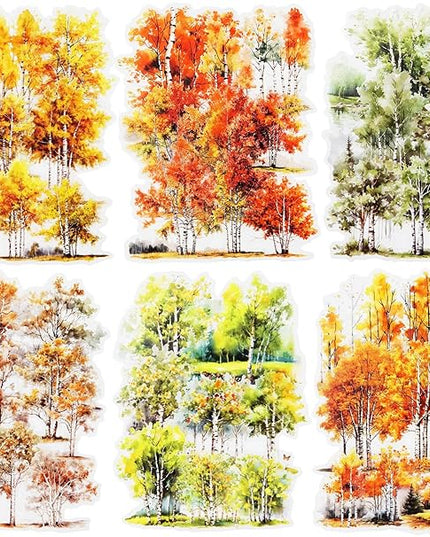 AuriicLeaf Forest PET Sticker Set, 120PCS Tree Ephemera for Scrapbooking, Journaling, Crafting, DIY Projects, and Art Supplies