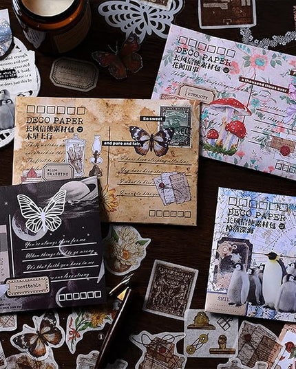 Esweny 100 PCS Vintage Ephemera Pack Journaling Scrapbooking Supplies Scrapbook Sticker Paper Kit for Junk Journal Planners Collage Craft Notebooks Decoupage Album (Ocean)