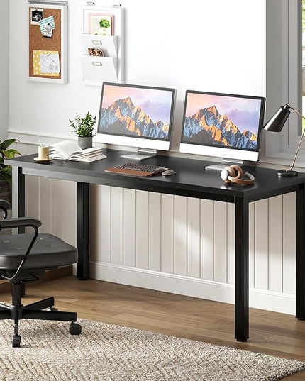 Need 54.3 Inch Large Computer Desk, Modern Simple Style Desk for Home Office, Basic Writing Table for Study Student, Black
