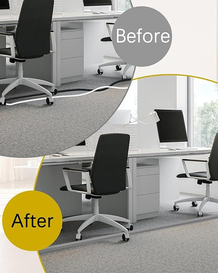 Floor Cord Cover 3.3FT Cord Covers for Wires on Floor Protect Wires & Prevent Trip Hazards, Easy to Cut for Home, Office, School, Concerts, Cavity W0.6in x H0.32in