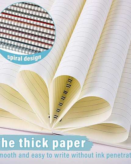 Fuutreo 12 Pcs Spiral Notebook for Work A5 8.3 x 5.7 Inch College Ruled Spiral Journal Notebook Kraft Cover Ruled Paper, 12 Color, 60 Sheets, 120 Pages for Office School(Vintage Color)