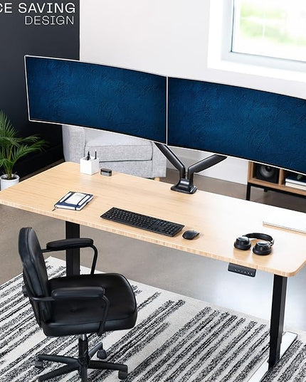 VIVO Premium Aluminum Heavy Duty Dual Monitor Arm for Ultrawide Monitors up to 40 inches and 30 lbs Each, Desk Mount Stand, Pneumatic Height, Max VESA 100x100, Black, STAND-V220Q