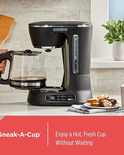 BLACK+DECKER Split Brew 12-Cup Digital Coffee Maker, CM0122, Iced or Hot Coffee, Programmable, Quick Touch, 4-Hour Keep Warm