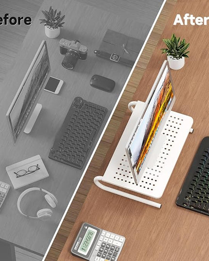 suptek Monitor Stand Riser for Computer,Laptop,Printer, Notebook and All Flat Screen Display with Vented Metal Platform and 4 Inches Height Underneath Storage,White(MST004W)