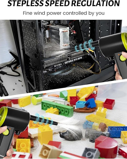 Compressed air Duster Electric, Computer air Blower Gun, air Blower for Computer Keyboard, Cordless air Duster, for Cleaning Camera Toys Greenery Computer Keyboard, etc（Brushless Motor）