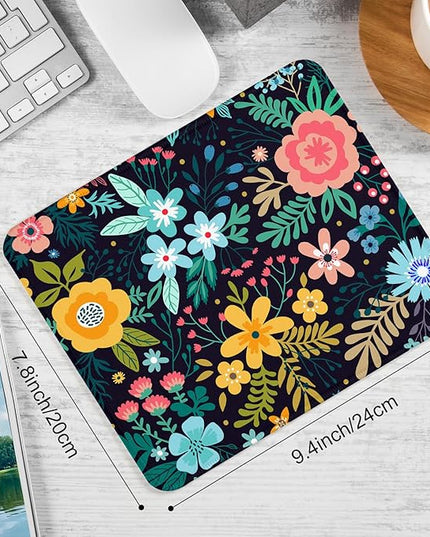 Flower Square Mouse Pad,Non-Slip Rubber Base Mouse Pad,Home Office Decoration Desktop Accessory,Laptop Mouse Pad for Office Laptops,9.4x7.8x0.12inch 5