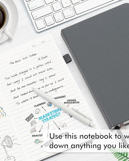 12 Pack Notebooks Journals Bulk with 12 Black Pens, Feela A5 Hardcover Notebook Classic Ruled Journal Set with Pen Holder for School Business Work Travel Writing, 120 GSM, 5.1”x8.3”, Gray