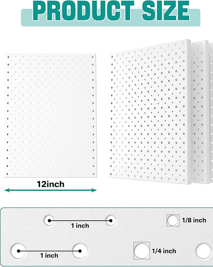 EVERHANGER Metal Pegboard Panels, Heavy Duty Pegboard Wall Organizer, Garage Wall Panels, Tool Storage Organization, 12"X16", 4pcs, White