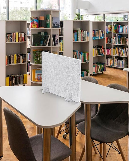DOLLAR BOSS 4PCS Acoustic Desk Dividers 24" x 20", Soundproof Freestanding Privacy Panels for Table, Noise Reducing Desktop Partition for Office, Home, Classroom with 20 Pushpins, Light Grey