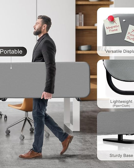 DECOLAB Desk Dividers, Portable Table Partition Screen Panel for Office, Workspace, Classroom, Student, Freestanding, Scratch Resiatance, 48"x18", Steel